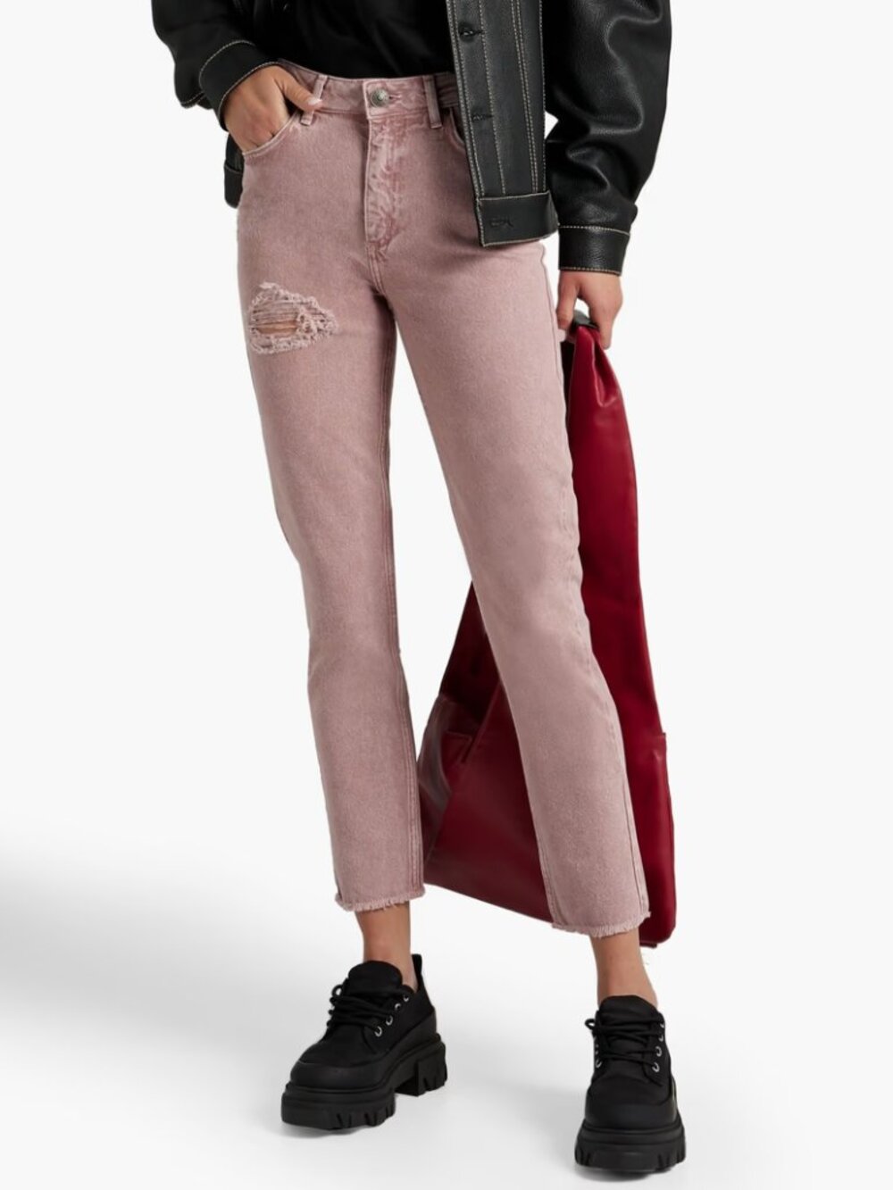 Sandro Denim Jilly Rose Slim Straight Jeans size 36 or 2us High waisted cropped